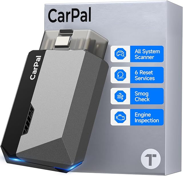 TOPDON Carpal OBD2 Scanner Bluetooth, All System Scan Tool for iPhone & Android, 6 Reset Services Code Reader, Vehicle Health Check, AI-Assisted Car Scanner, Smog Check, Repair Guide