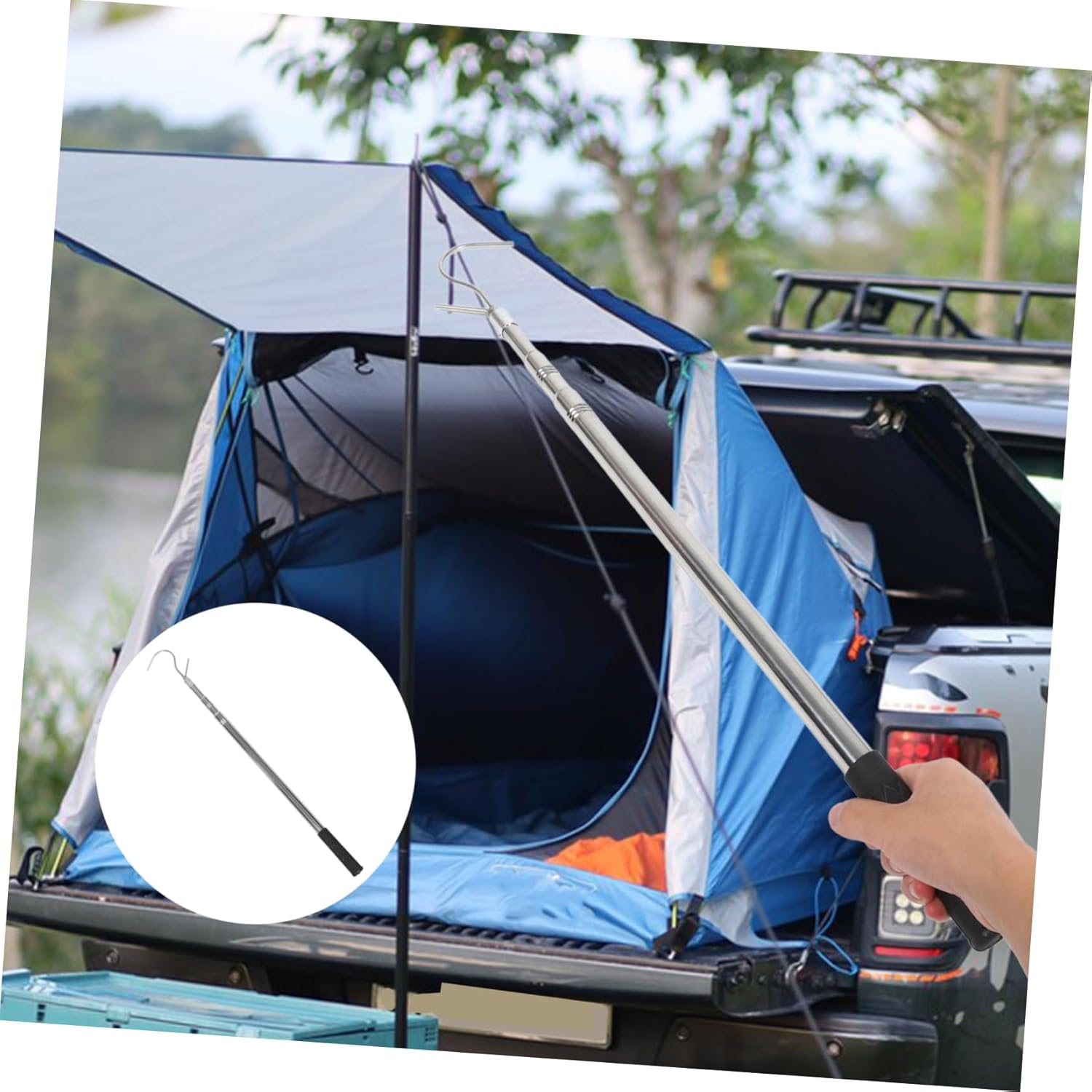 Gatuida Rv Awning Opener Adjustable Pull Rod Portable Tent Canopy Reach Tool for Camping Retractable Sunshade Puller Hook for Outdoor Activities