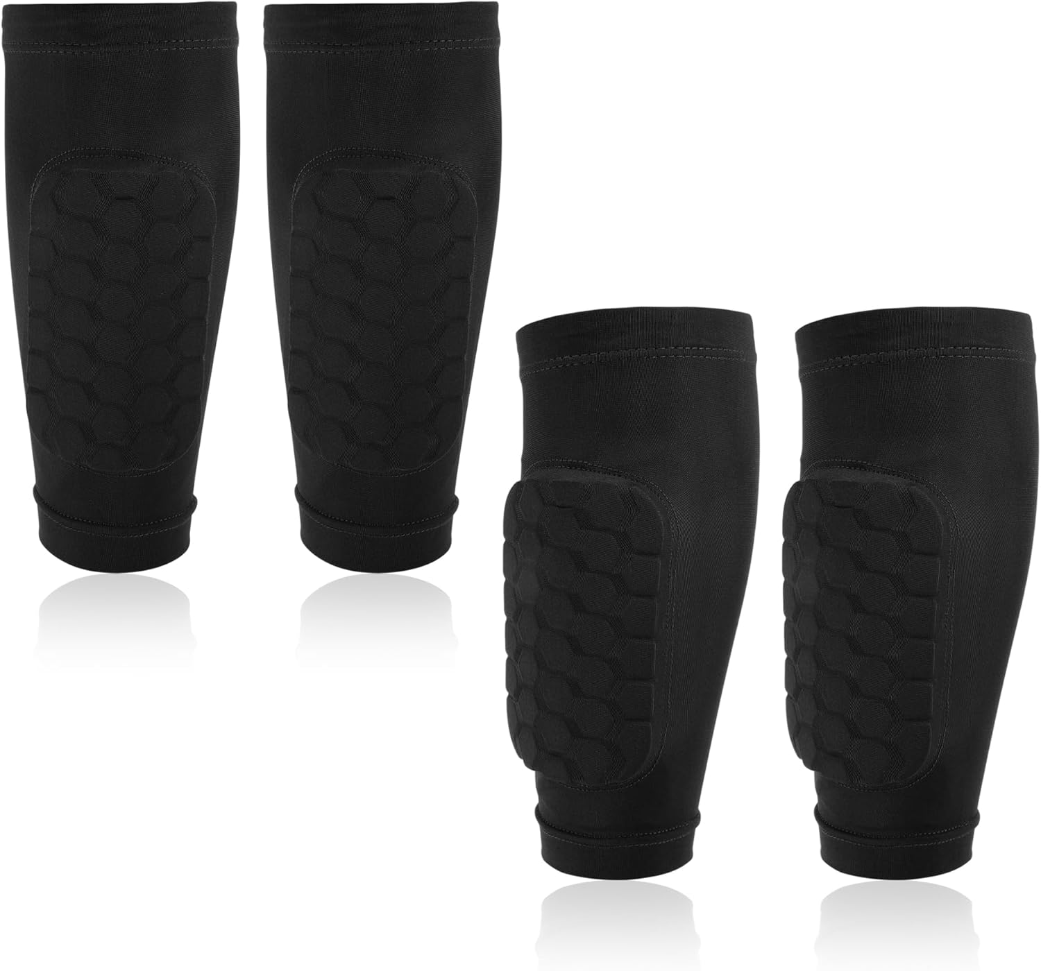 Shin Guards with Honeycomb Pads, Polyester Youth Soccer Shin Gear for Football Basketball Cycling, Protective Comfortable, 2 Pairs