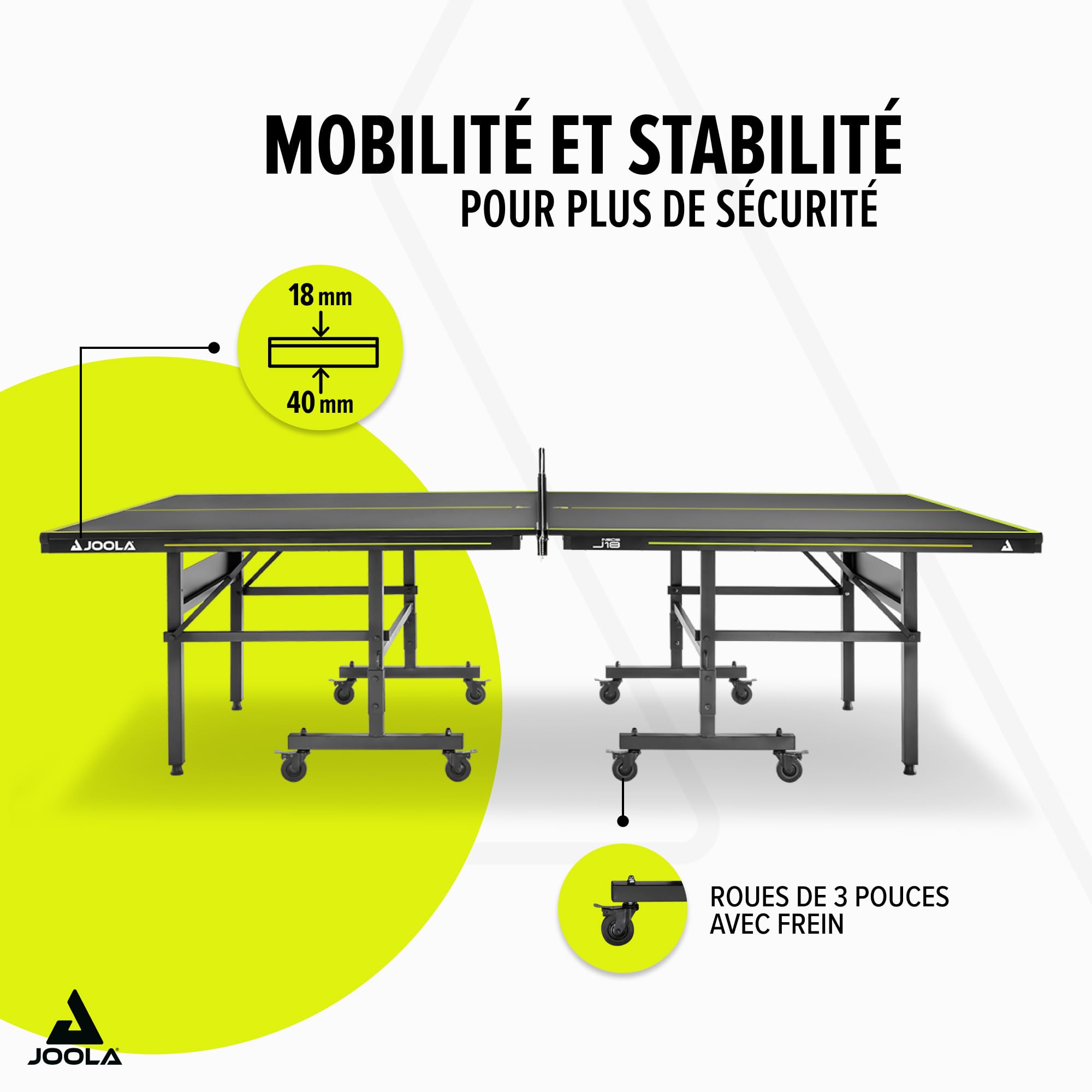 JOOLA Table de ping-Pong Inside J18 - Table de ping-Pong intérieure Pliable - Montage Rapide avec Filet - Gris - 274 x 152,5 x 76 cm