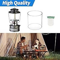 Vista 6 de 10-Pack Propane Lantern Mantles with Glass Globe: U-Shape & Standard Replacement Parts for Camping Lanterns. Clear Lantern Globe Compatible with