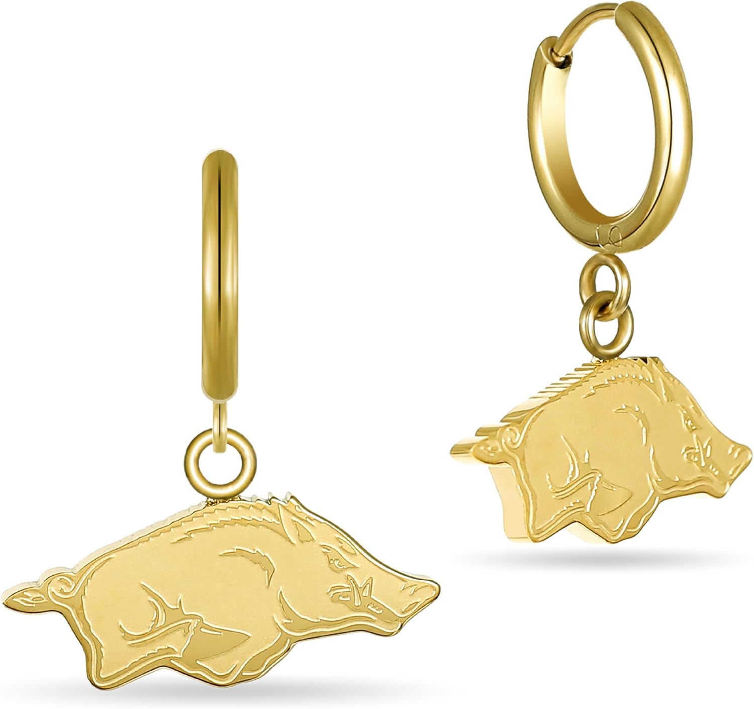 Stone Armory Earrings for University of Arkansas Jewelry Gifts for Women, Graduation – Stainless Steel Skin-Friendly Arkansas Razorbacks Earrings 18K Gold Finish Razorbacks Hoops