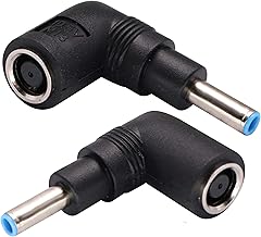 90 Degree Computer Power Adapter 90 Degree DC 7.4mm x 5mm Female to 4.5mm x 3mm Male DC Power Converter for HP Laptop Power Adapter Replacement (2Pack)
