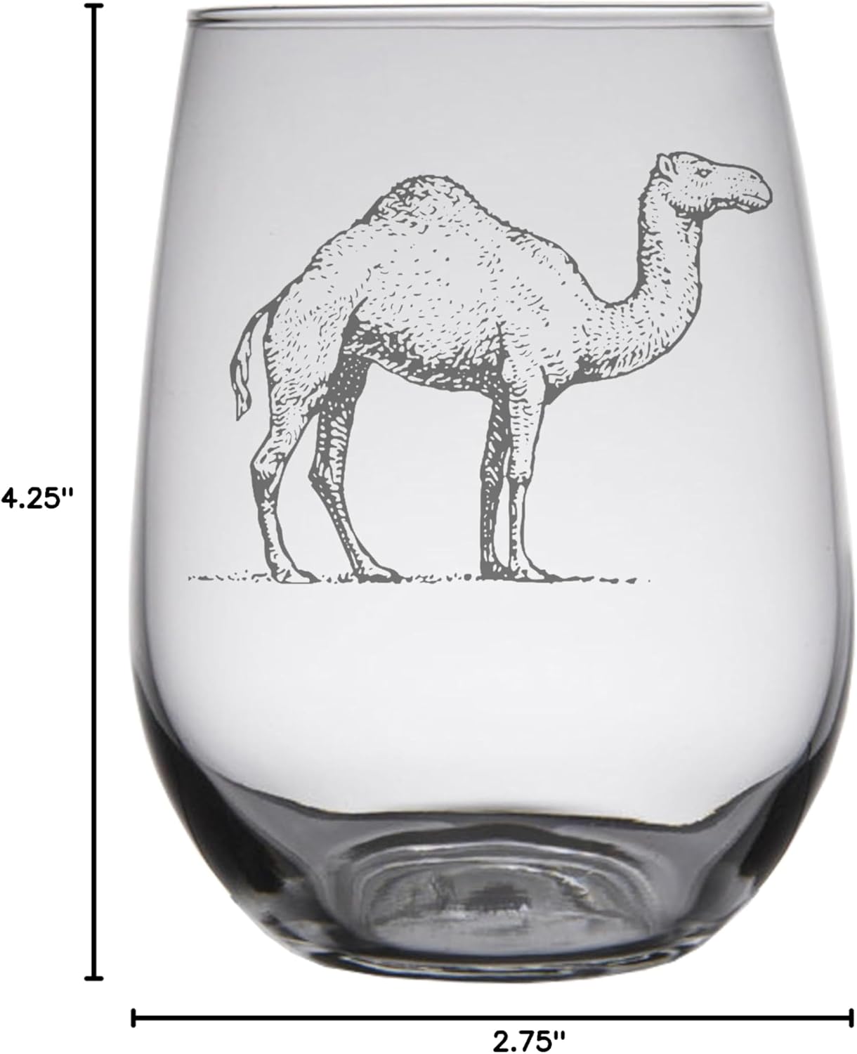 Camel Engraved Stemless Wine Glasses (Set of 2)