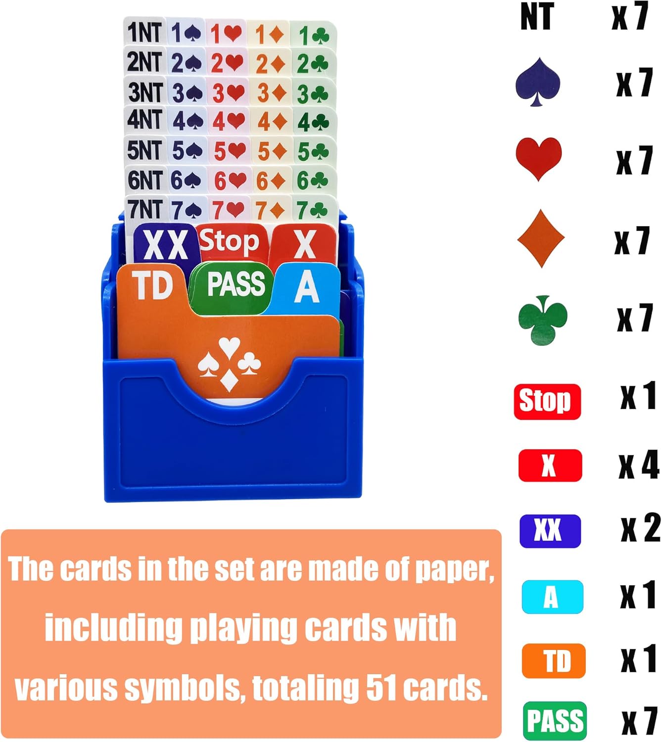 Bridge Boxes with Plastic Cards Bridge Bidding Boxes Premium Bridge kit Bidding Device,Blue (Set of 4)