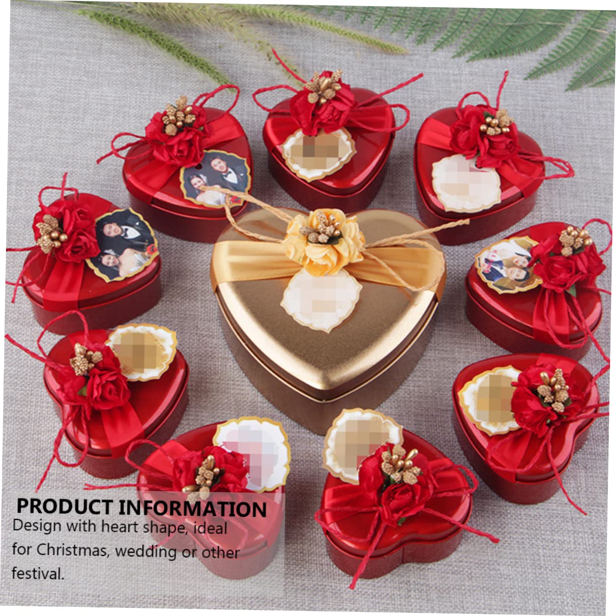 FOMIYES Scatole di per Caramelle e Biscotti a Forma di Cuore, Set da 12 Pezzi (piccolo, Medio,), Porta Dolcetti Riutilizzabile in Metallo Dorato, Confezione Regalo per Feste,
