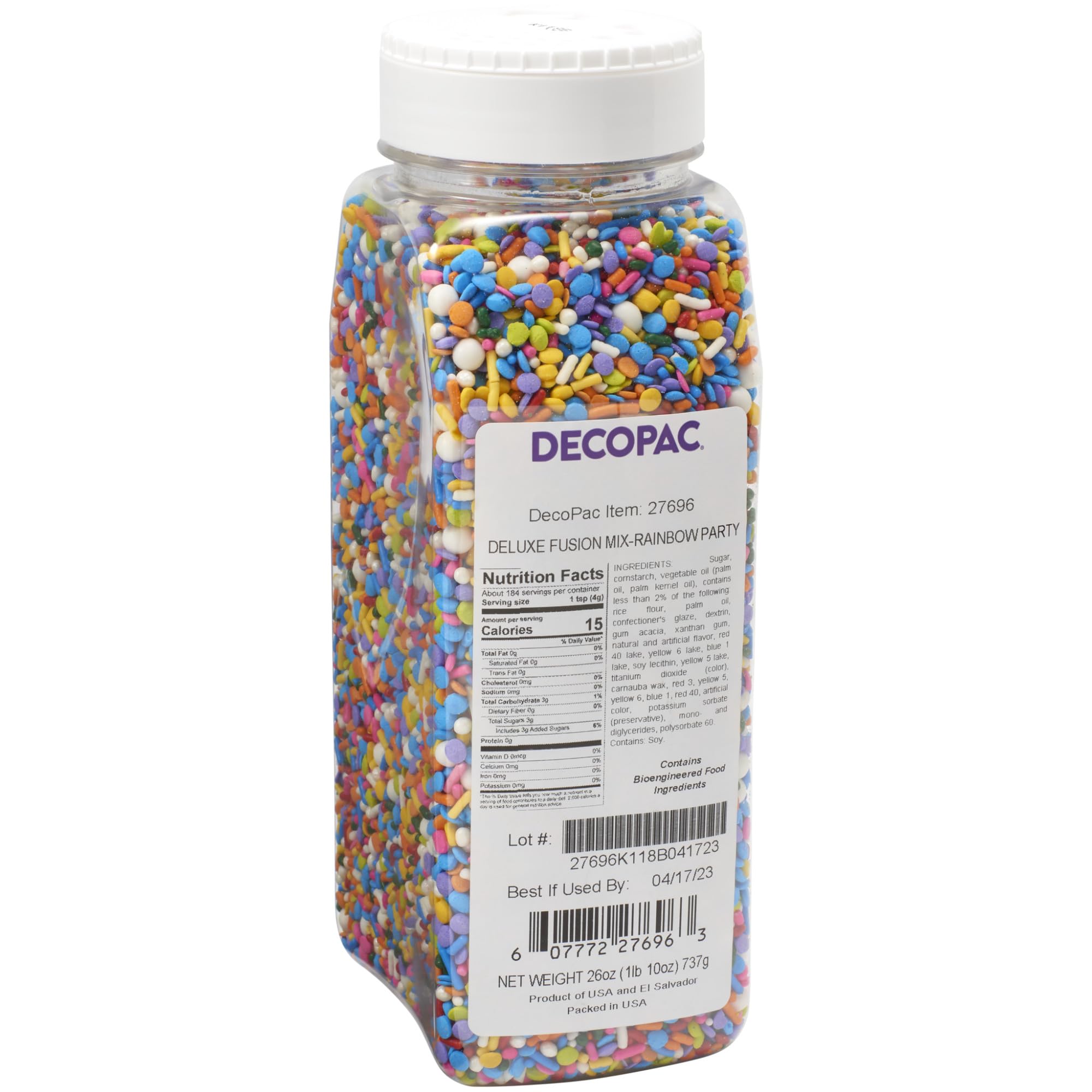 DecoPac Rainbow Party Fusion Mix Sprinkles, 26oz, Shaped Candy Sprinkles in Handheld Container, Magical Edible Decorations For Celebration Cakes, Cupcakes, Cookies and Donuts