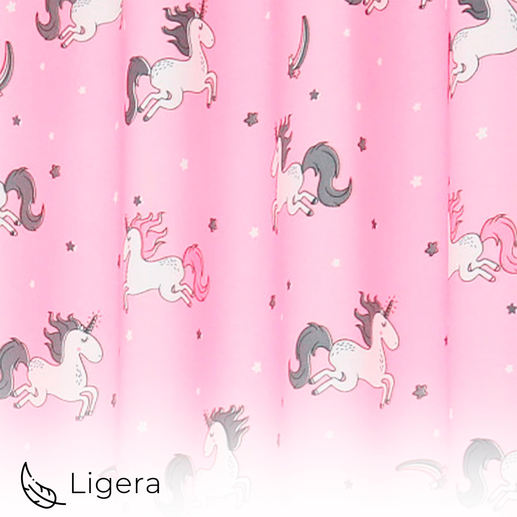 2 Piezas Cortina Infantil Opaca para Habitación de Niñas, 140 x 260cm Ancho x Alto, Cortina Cortina Dormitorio Infantil con Diseño Unicornio Rosa, Material 100% Poliéster