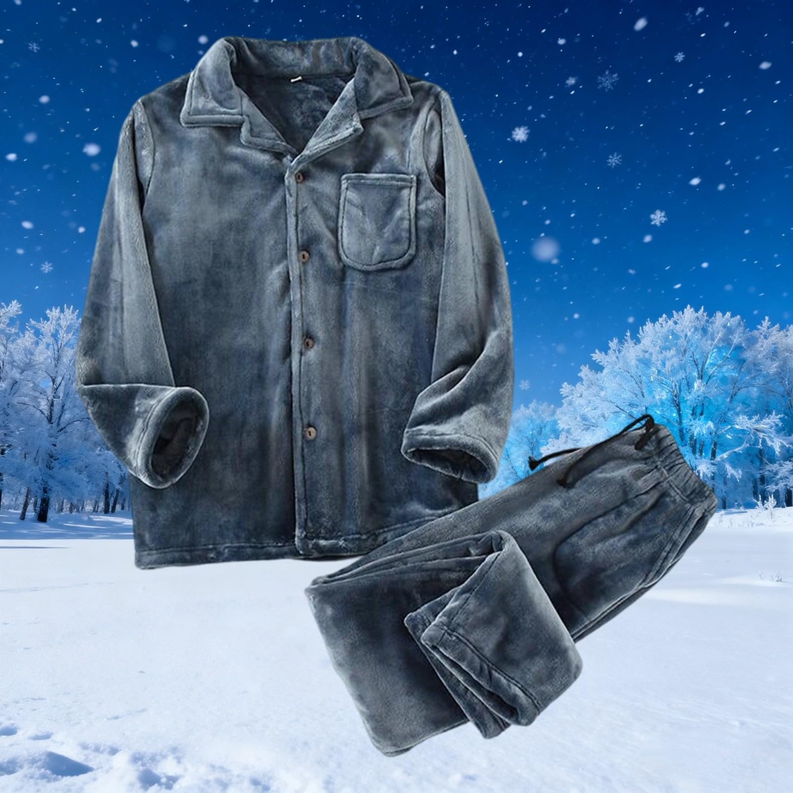 Genérico Pijama Hombre de Franela térmica de Invierno, Ropa de Dormir de Forro Polar acogedora para Noches frías, Ropa Suave y cómoda para el hogar.