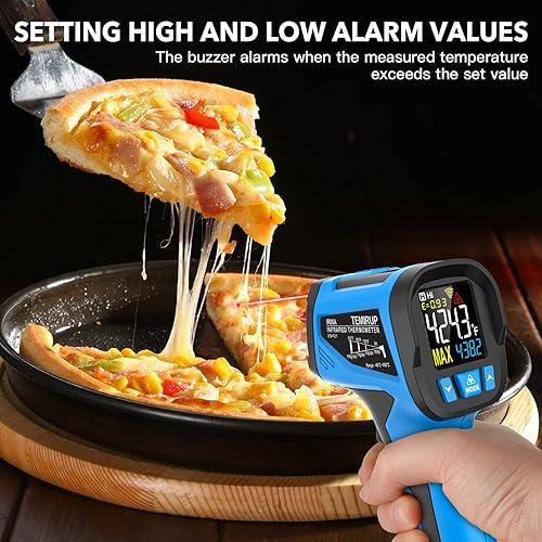 Miniatura 6 de Pistola de temperatura de termómetro láser digital sin contacto con sonda de termopar para industrial, cocina, plancha, motor, HVAC, emisividad