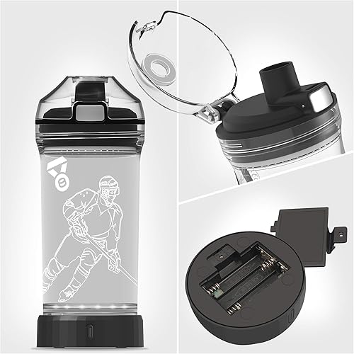 Miniatura 9 de YuanDian Regalos de hockey para niños, botella de agua iluminada – 14 onzas Tritan libre de BPA ecológico – Cool LED Sport Cups regalo para