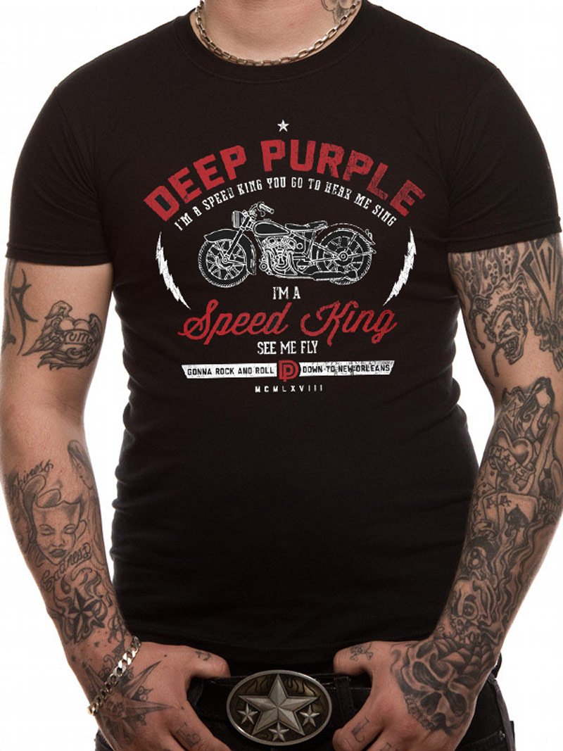 Cid Men's Black Official Deep Purple - Speed King - T Shirt (X-Large)