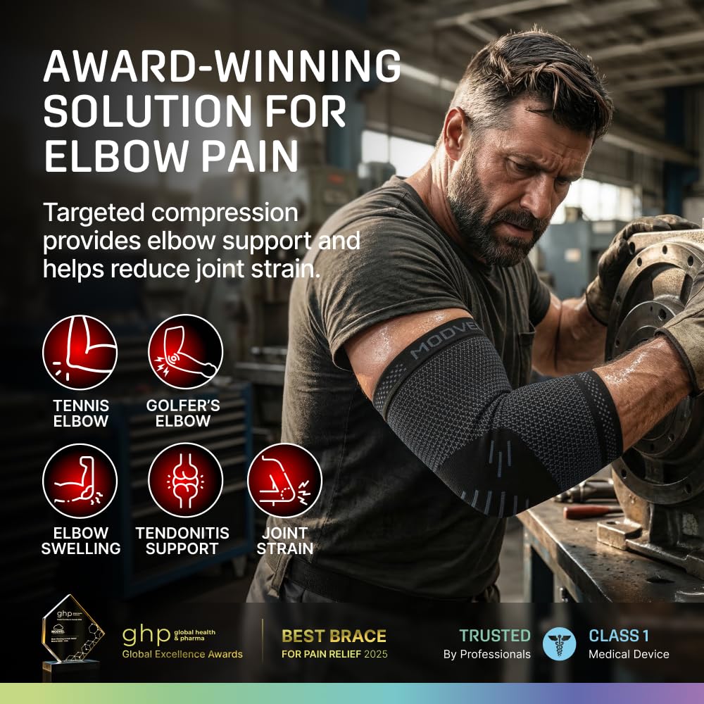 MODVEL Ellenbogenbandage – Kompressionsbandage zur Linderung von Gelenkschmerzen, Erholung, Sehnenentzündung, Tennis- und Golferarm – Workout & Gewichtheben – Einheitsgröße, für Männer und Frauen – 1
