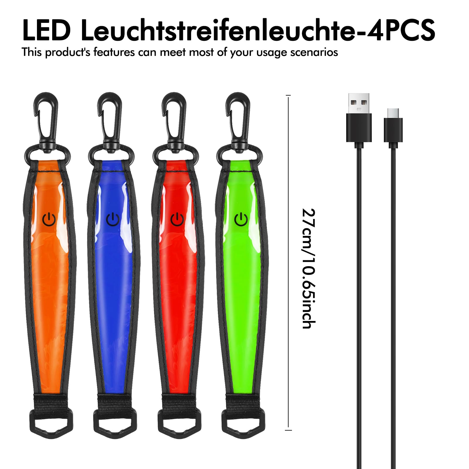 Zaino per la scuola con luce lampeggiante a LED, 3 modalità USB