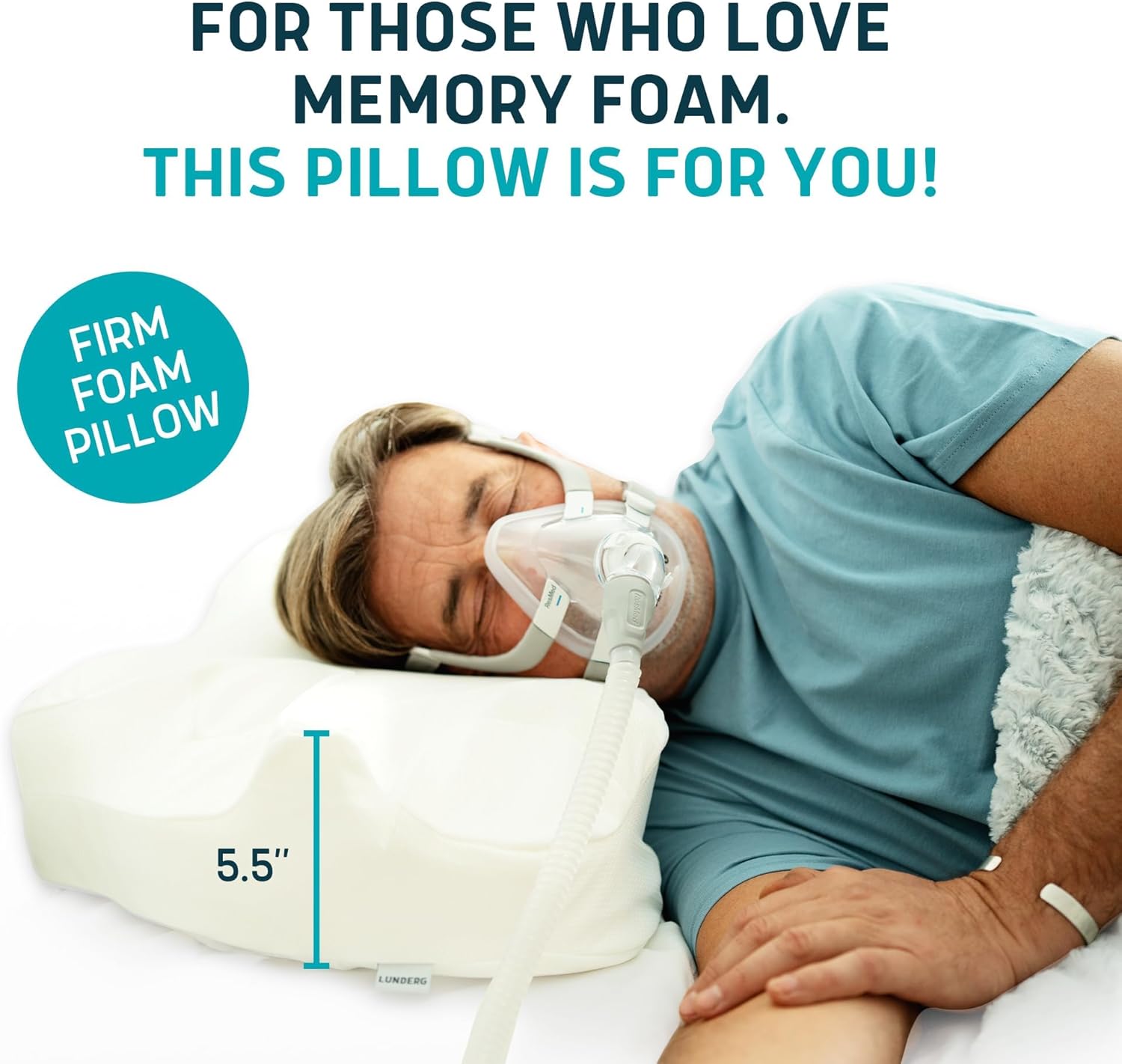 Lunderg CPAP Pillow for Side & Back Sleepers - Memory Foam with Adjustable Height - 2 Pillowcases Included (Machine Washable) - Reduce Air Leaks & Mask Pressure for Better Sleep - Works with ALL Masks - Image 9