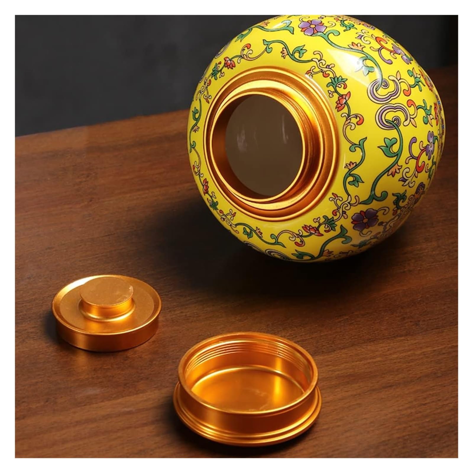 Słoiki z herbatą Ceramiczny pojemnik na herbatę Słoik do przechowywania chińskiej herbaty z podwójną pokrywką, dekoracja Tradycyjna chińska emaliowana porcelana Luźne puszki na herbatę Puszki Pudełko