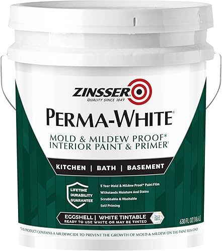 Zinsser 2770 PERMA-WHITE - Pintura interior a prueba de moho y moho, 5 galones, color blanco cáscara de huevo