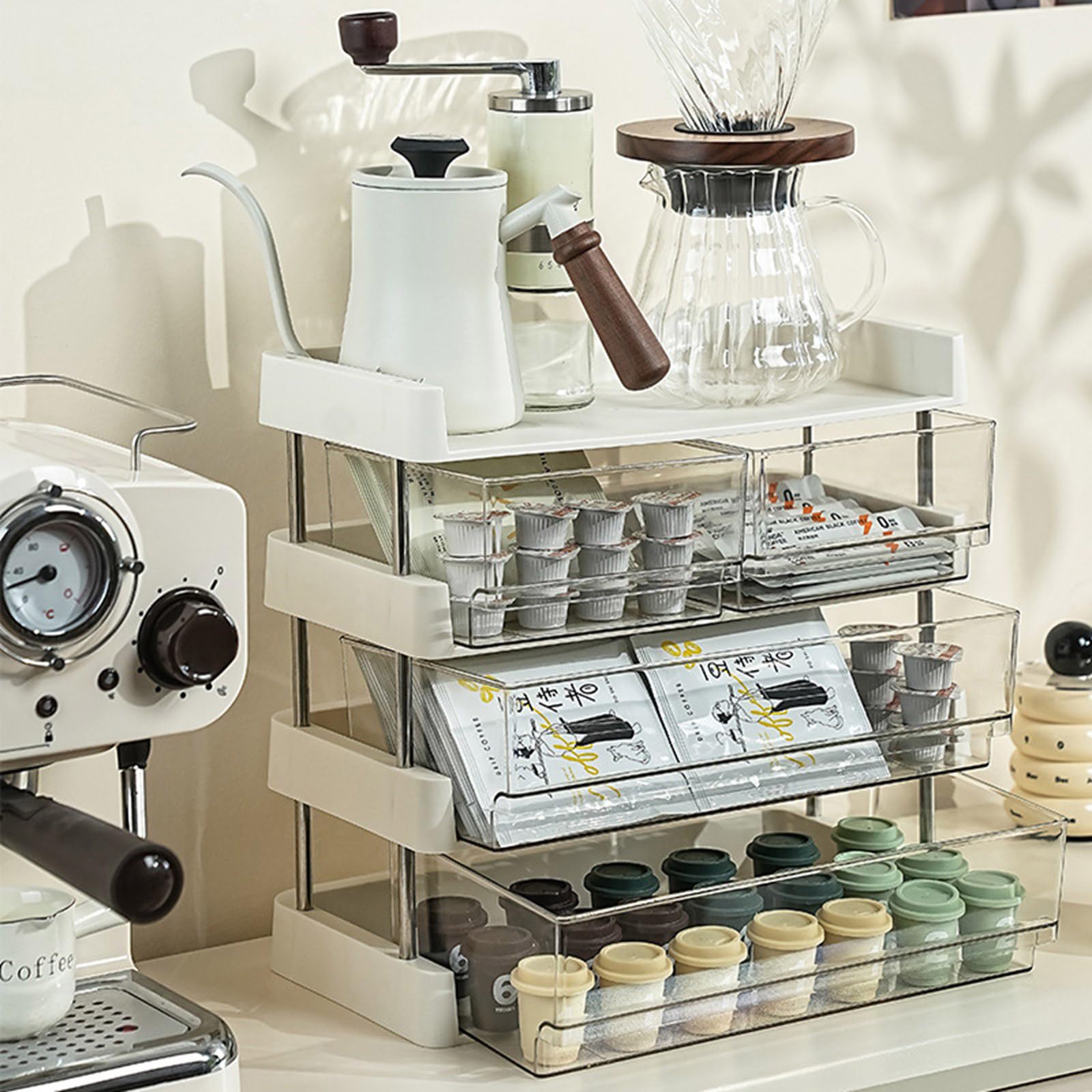 Scaffale portaoggetti in plastica Robusta a più Strati per Utensili da Cucina, Forniture per Bagno, Libri, Design Altezze Regolabili, Robusto scaffale stoccaggio in plastica