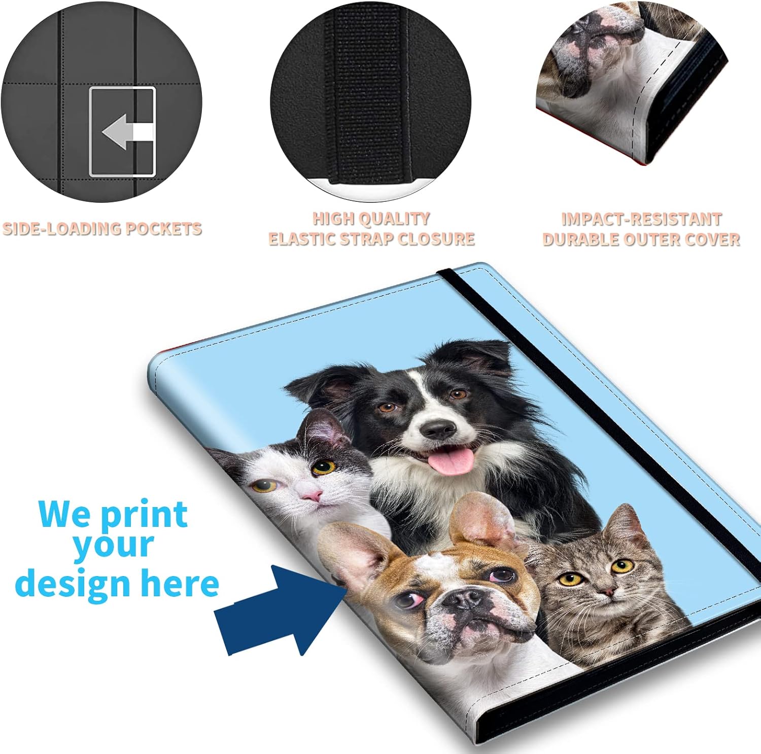 Custom 9 Pocket Card Binder, Personalized Design Trading Card Folders with Double Sided Pockets, 900 Card Collection Binder for Game Cards/Most Standard Size Cards/Sports Cards