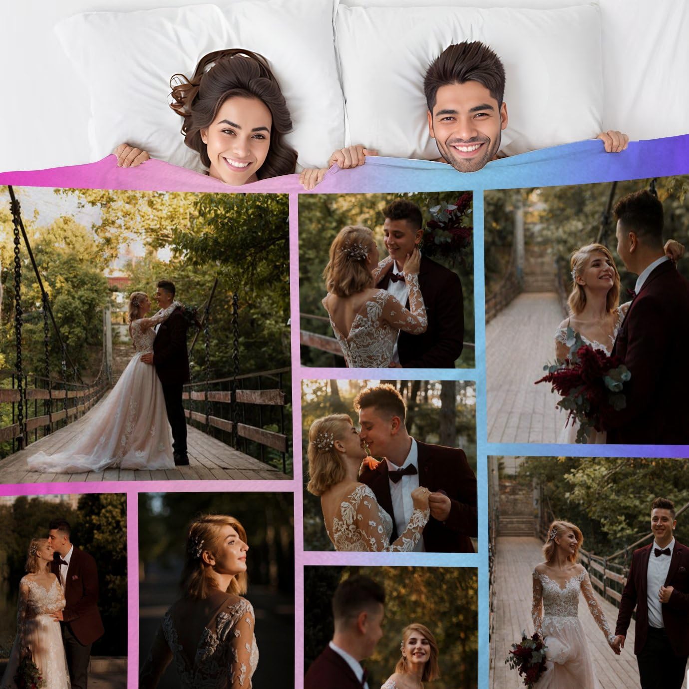 Mantas personalizadas con 8 imágenes, regalos personalizados para parejas enamoradas, regalos personalizados de cumpleaños y día de San Valentín, regalos de marido