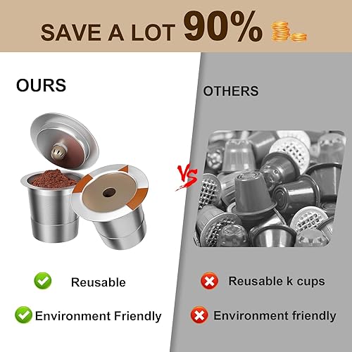Miniatura 5 de Cápsulas de café reutilizables K Cups para cafetera Keurig 1.0 y 2.0, filtro de café de acero inoxidable (paquete de 4)