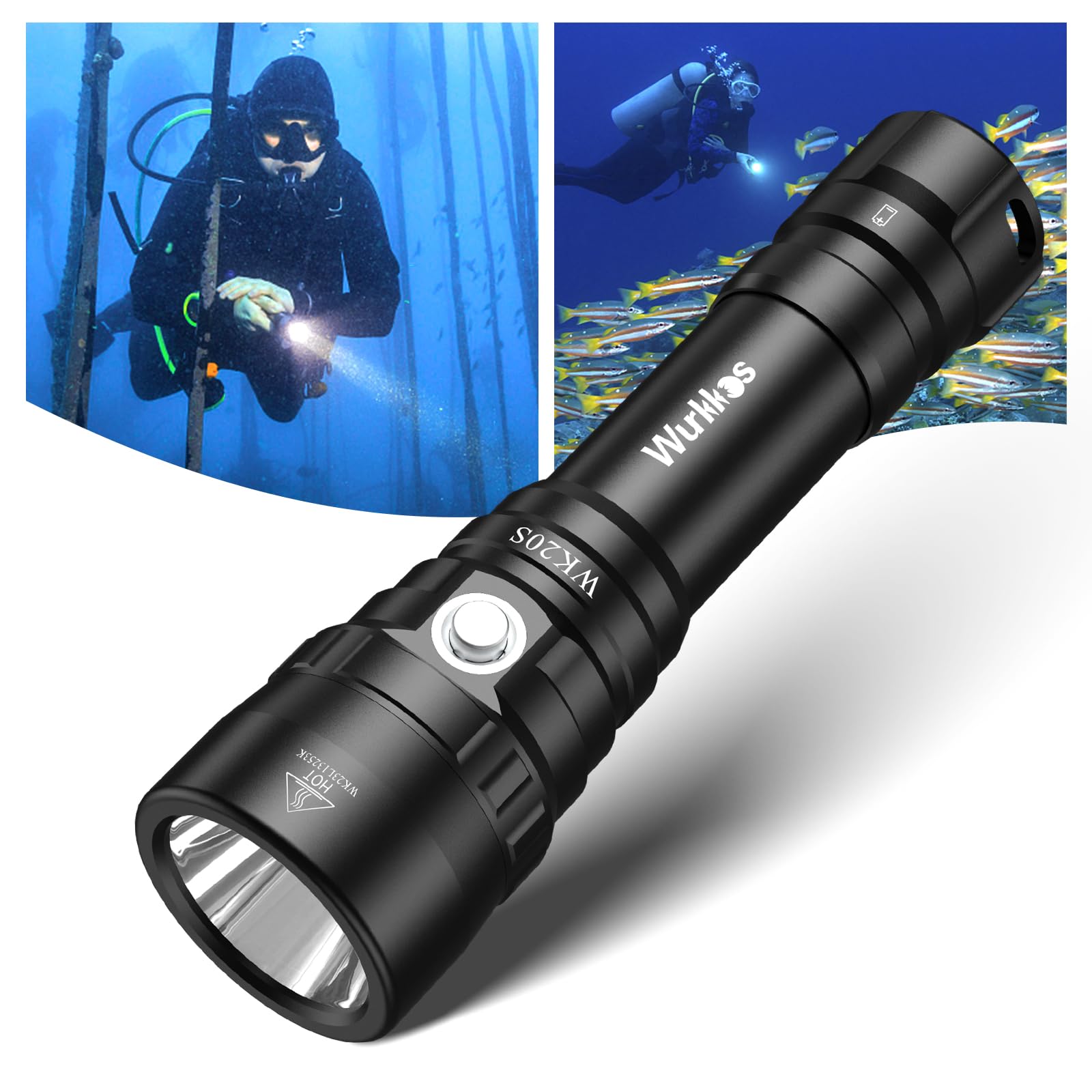 Wurkkos Torcia Subacquea da 2000 Lumen, Impermeabile Fino a 150 m, Torcia Sub con SST40 LED, IPX-8 Impermeabile, incl. 1 * 3000mAh potenza