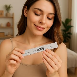 Nail Files and Filer for Natural Nails, 6-Piece Square Shape 100/180 Grit Emery Boards, Double-Sided Nail Care Kit for Women and Men