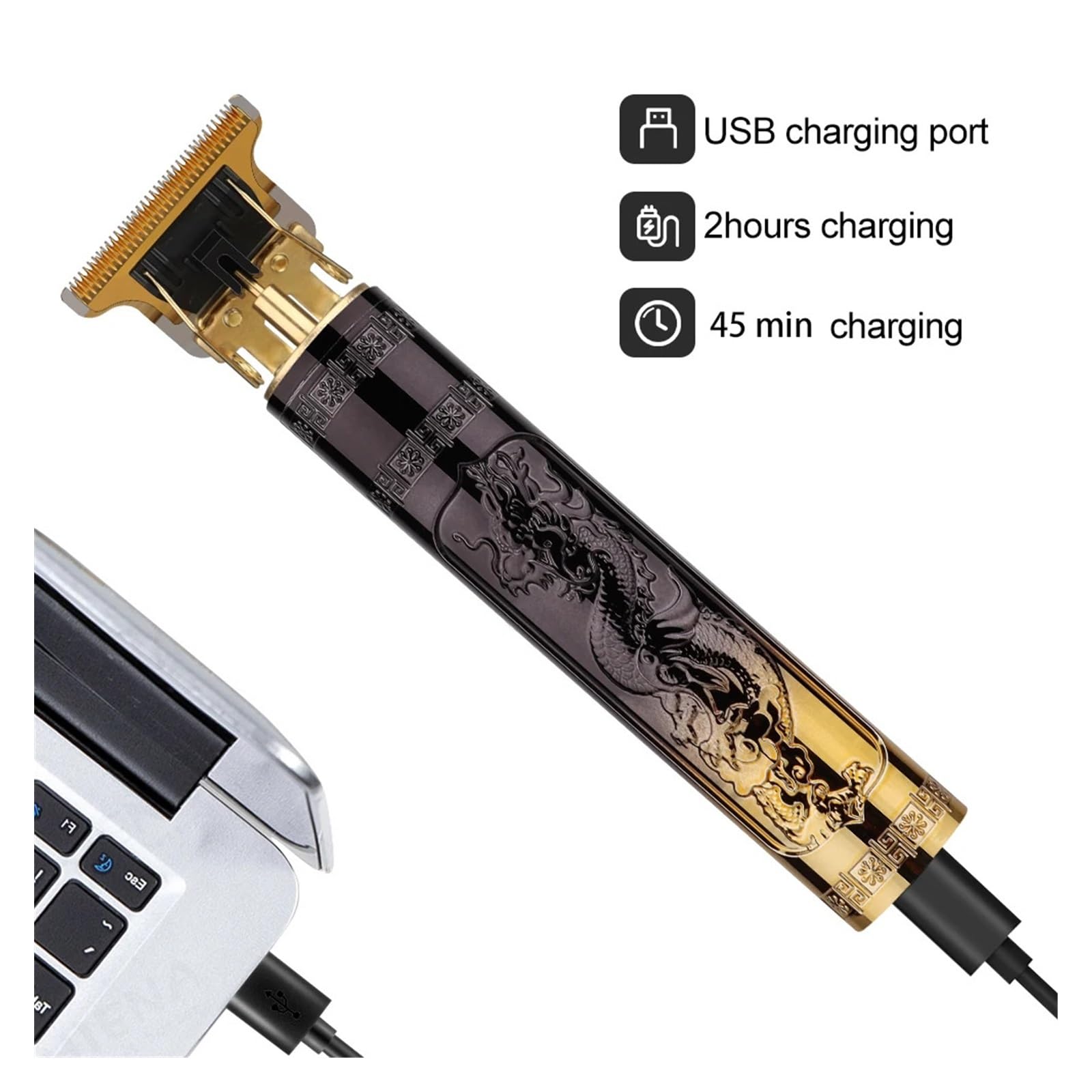 Rasoi vintage T9 elettrico senza fili tagliacapelli professionale capelli barbiere trimmer per uomini Clipper rasoio barba accendino (plastica 19)
