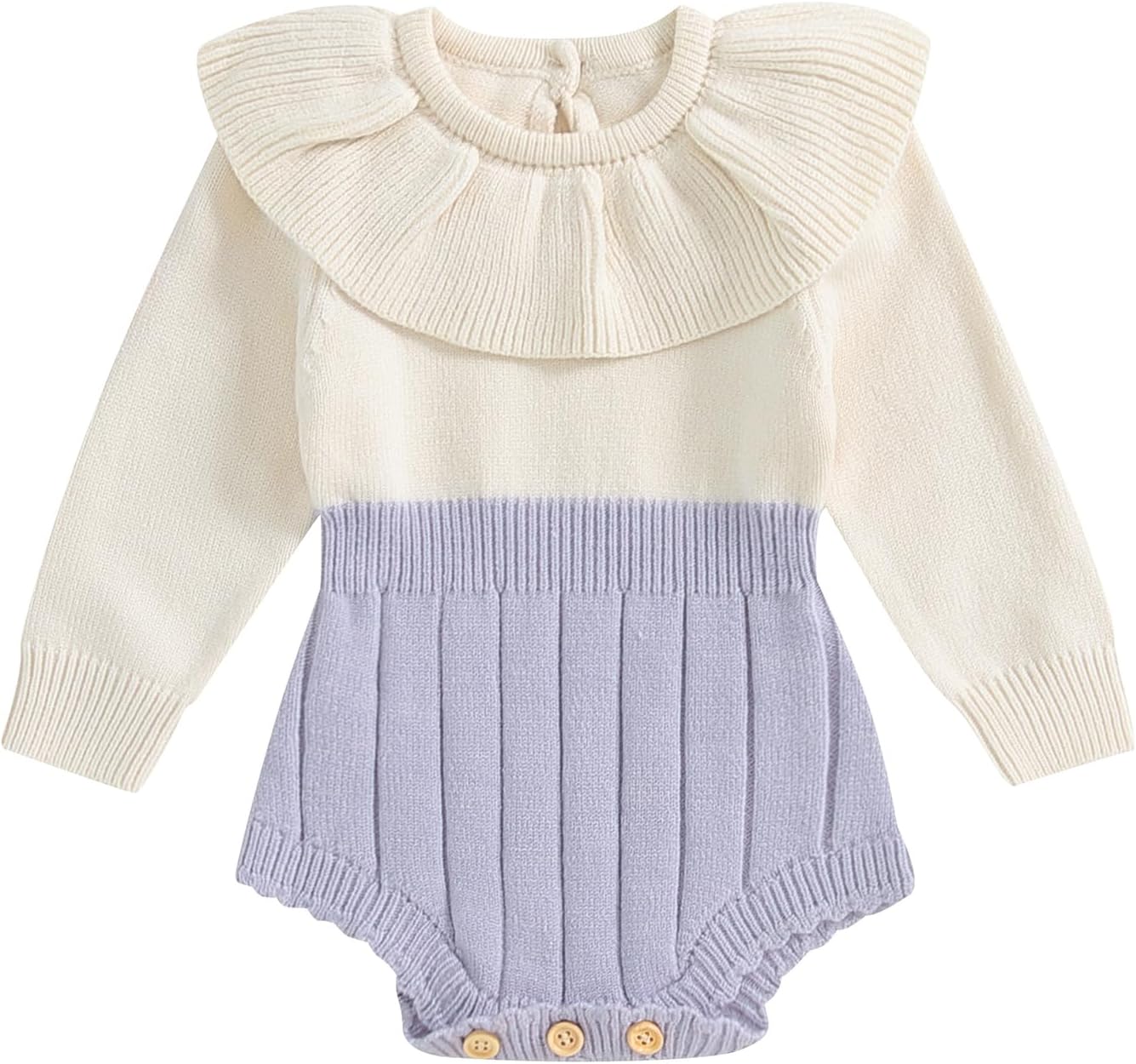 Newborn Baby Girl Knitted Romper Sweater Doll Collar Long Sleeve Knit Jumpsuit Bodysuit Infant Fall Winter Clothes