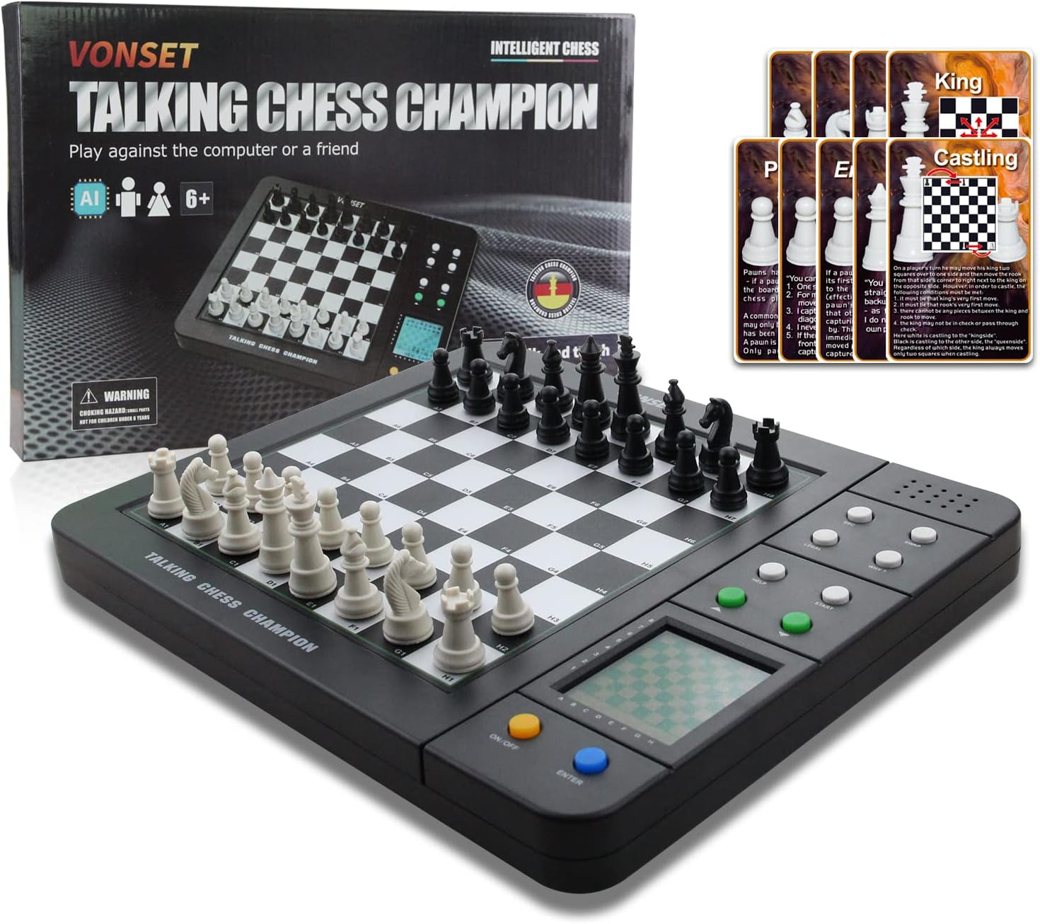 Electronic Chess Board M620 Magnetic Chess Set Chess Computer Intelligent Chessboard Electronic Chess Sets for Adults & Kids Travel Chess Game for Beginners Gift