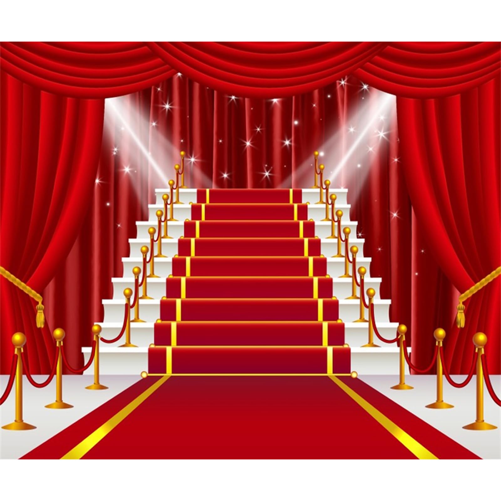 YongFoto Red Carpet Backdrop 10x7ft Film Stars Red Curtain Stage Spotlight Photography Background Show Prom Party Carnival Party Banner Decor