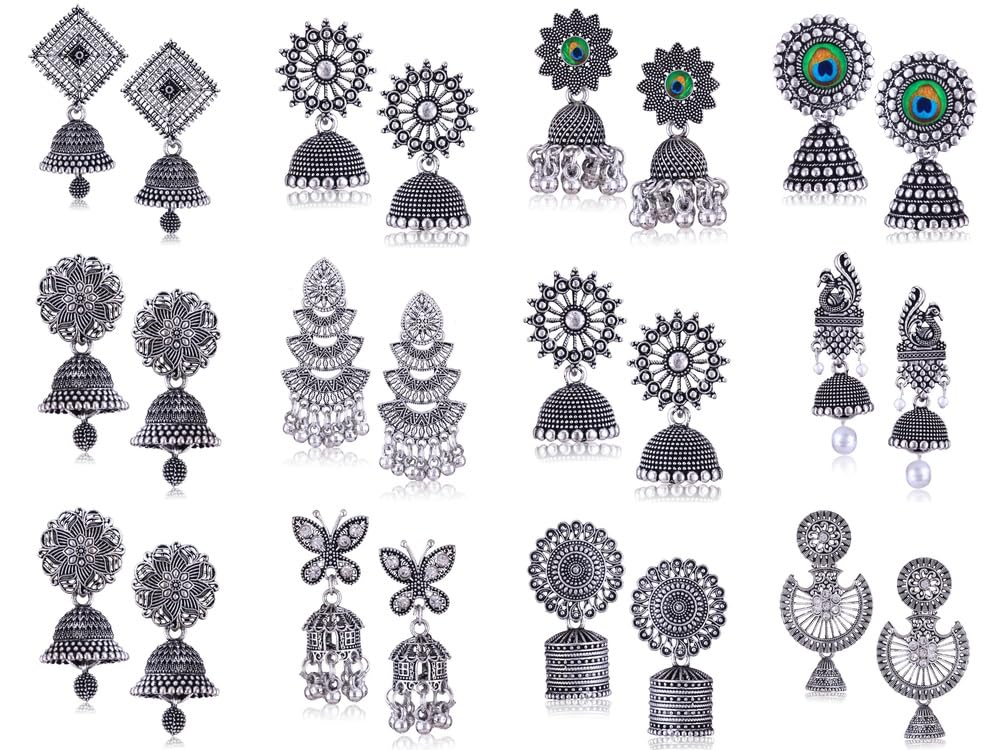 MIAMI earrings for women fashion jhumka oxidised Silver Earrings for women Combo chandbali pearl chandbali stylish jhumkas traditional Earrings For girls South indian traditional Ear Rings -M884 (B0DCTPHNBN) Amazon Price History, Amazon Price Tracker