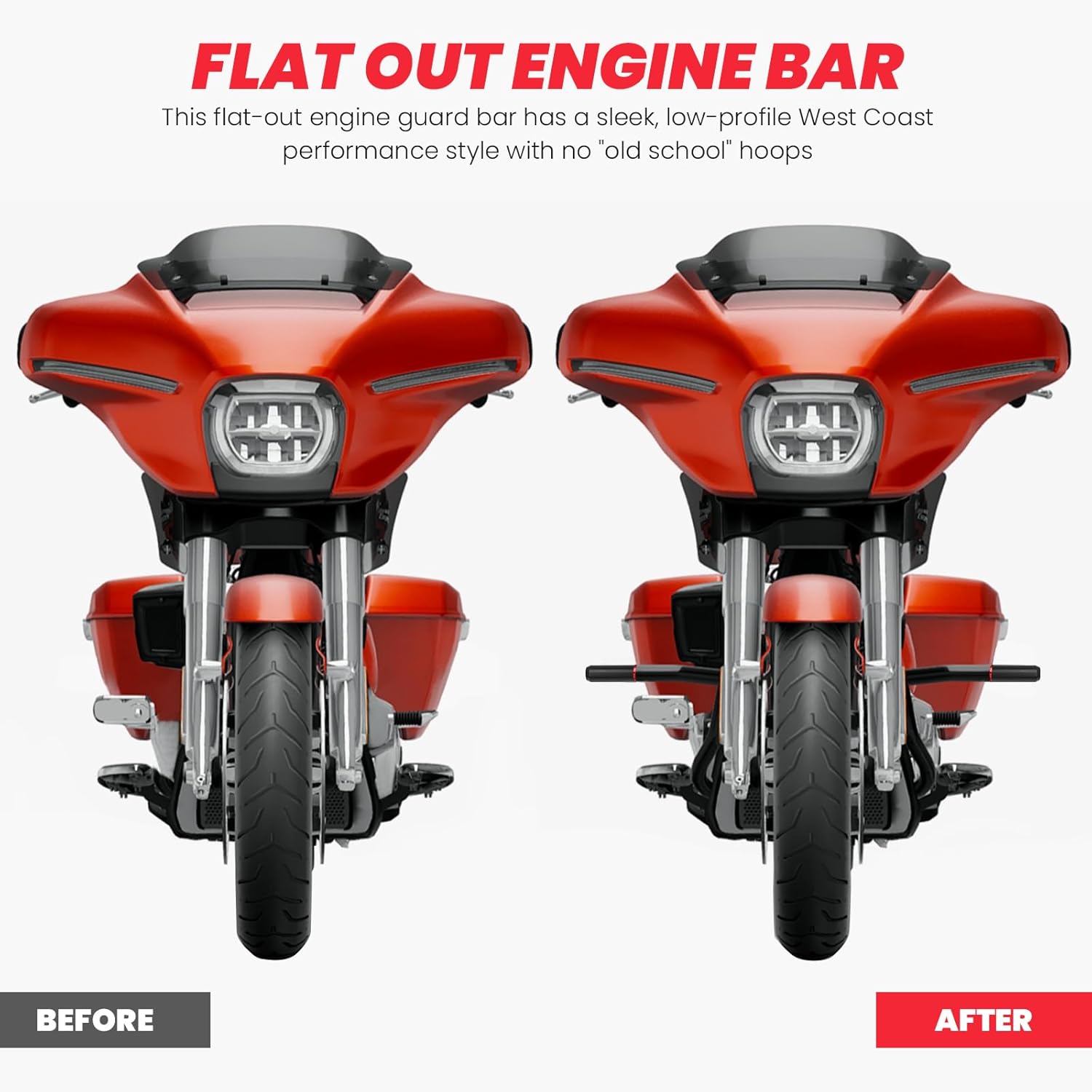 Motorcycle Engine Guard Crash Bar Compatible with Harley Davidson Touring Street Glide Road Glide Road King Electra Glide Ultra Limited Flat Out Bar Black 2014-Up