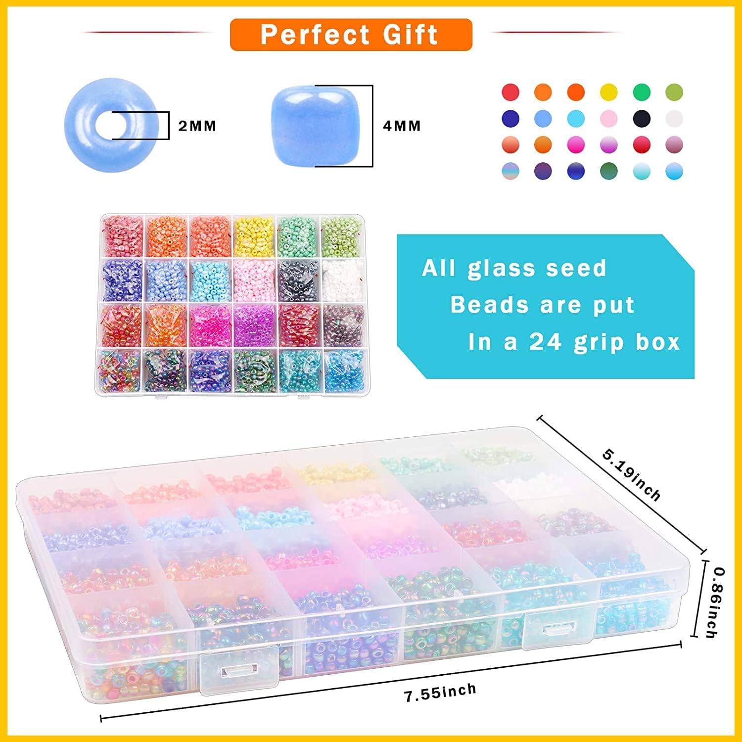 Yholin 4mm Glass Seed & Letter Beads, Friendship Bracelet Making Kit, DIY Art Craft Gifts
