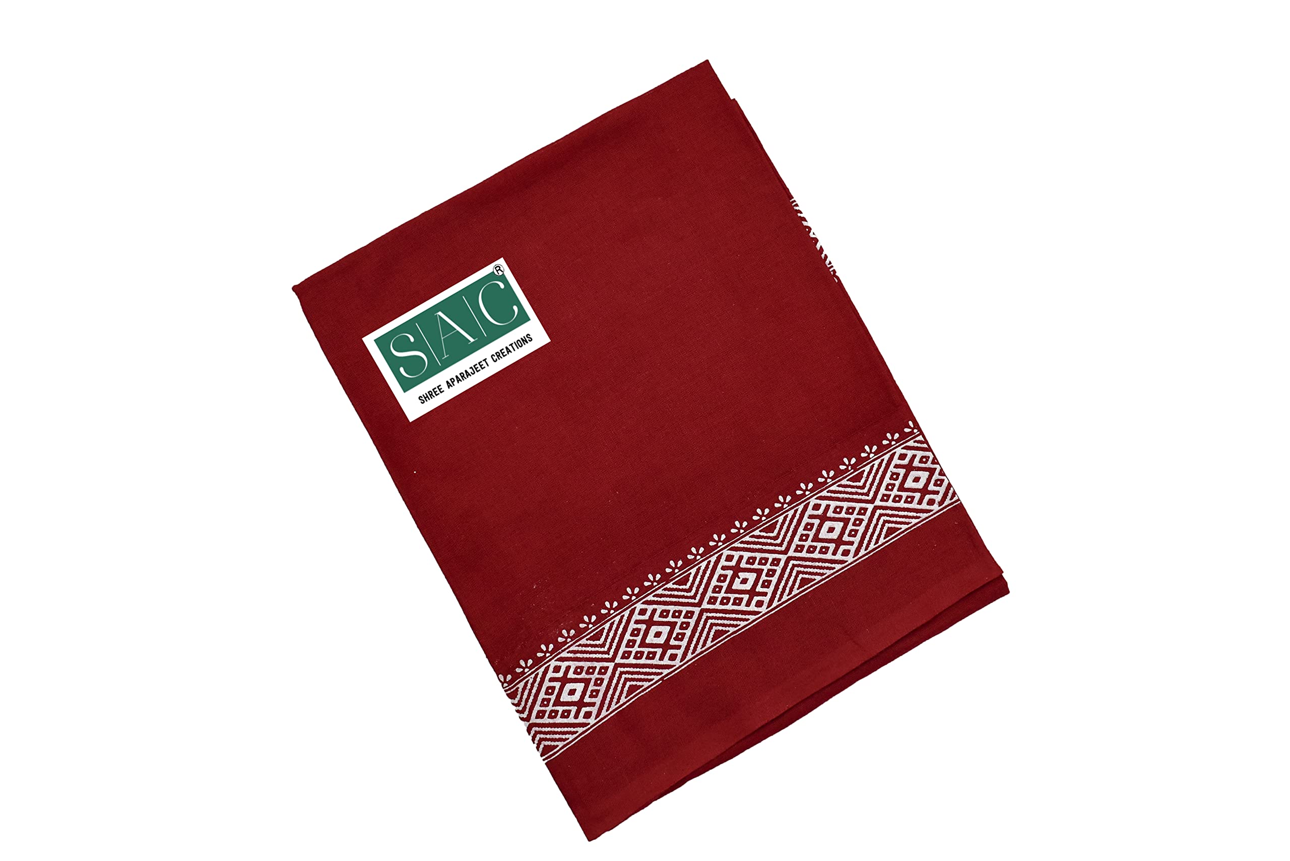 SAC SHREE APARAJEET CREATIONS Cotton Gamcha, Bath Towels (Light Weight, Fast Absorbing) (Red-White), 200 TC