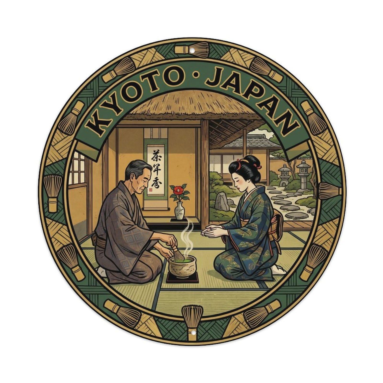 Kyoto Tea Ceremony Matcha Chashitsu Local Cuisine Metal Tin Sign