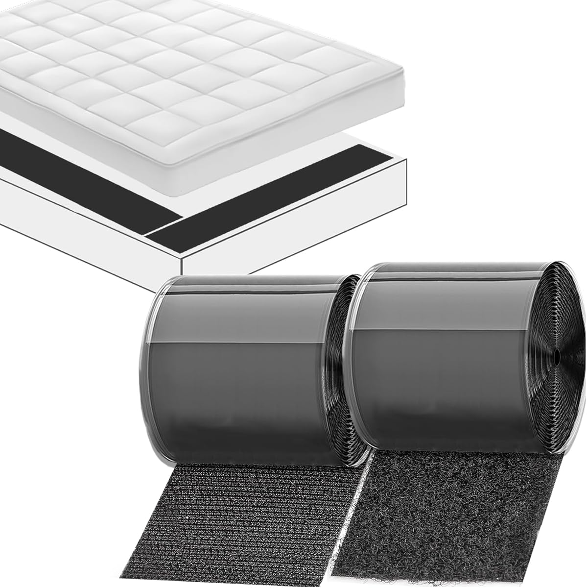 TEUVO 15cm X 3m Non Slip Cushion Grip Pads to Stop Sofa Cushions and Mattress Sliding, 6 Inches Wide Self Adhesive Hook and Loop Tape for DIY, Home and Office Applications with Smooth Surfaces