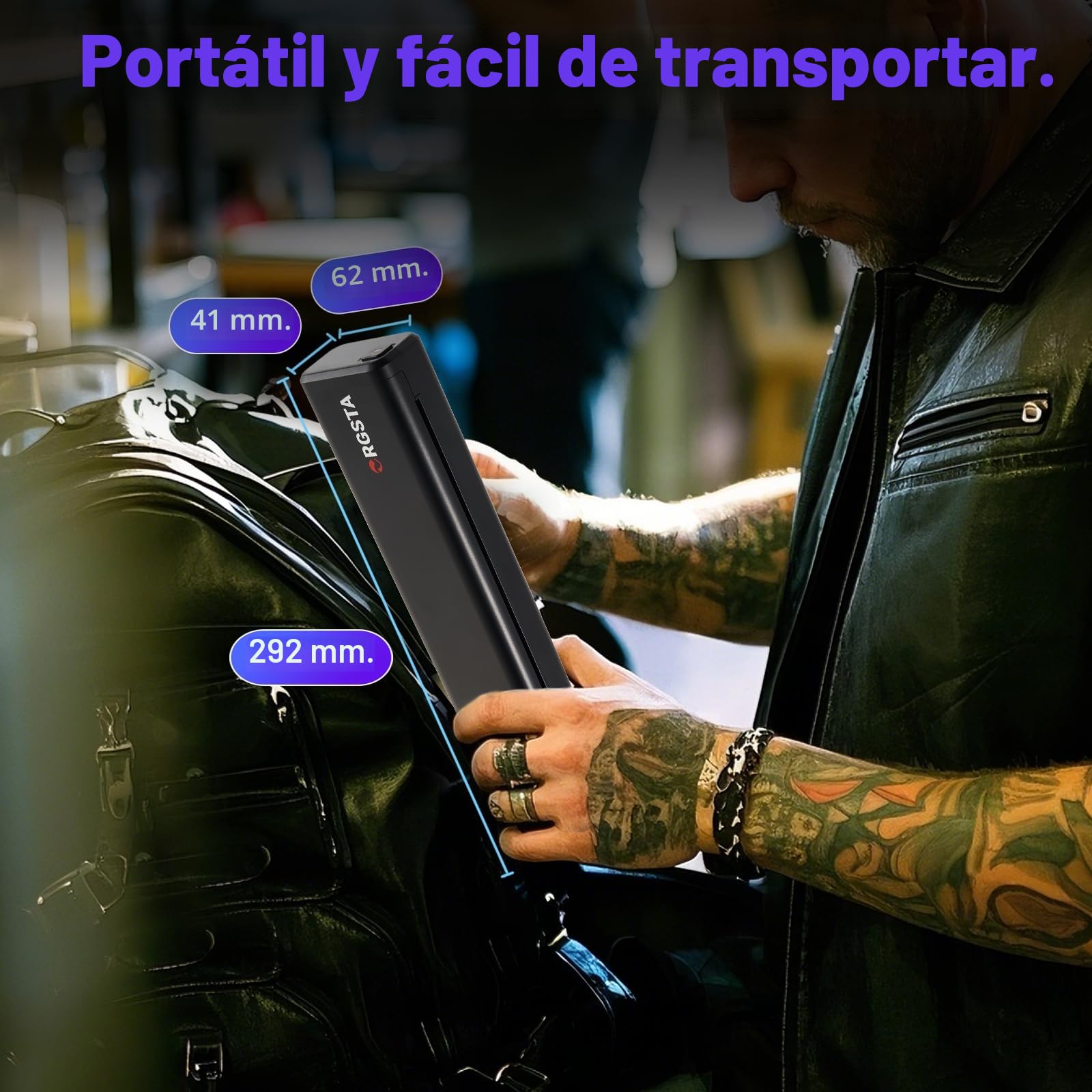 ORGSTA S008 Impresora de Tatuajes Térmica Bluetooth, Dispositivo Transferencia Estarcido Portátil para Principiantes con Papel