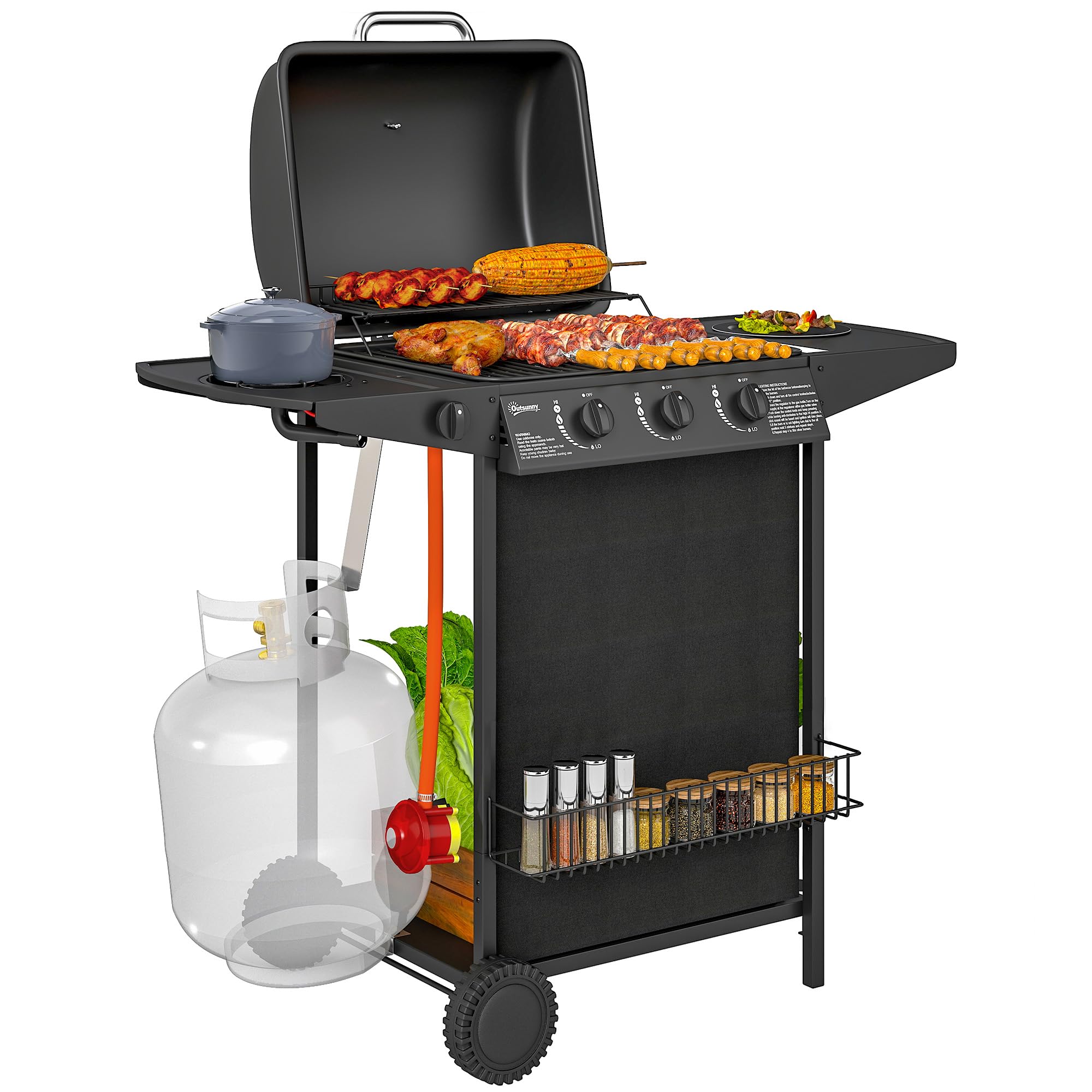 Bbq Grill Propane Burner Propane Gas BBQ Grill With Side Burner
