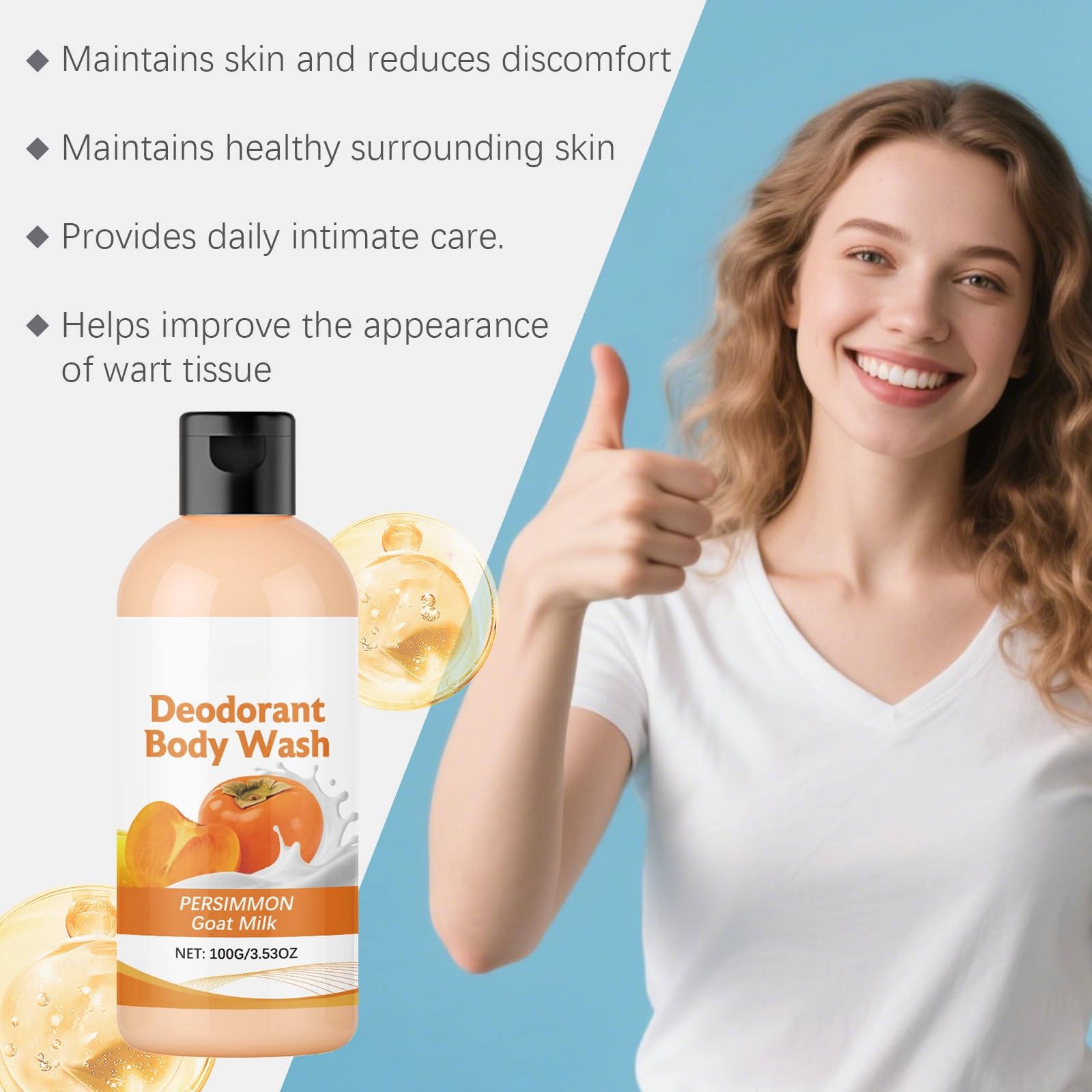 Deodorizing Persimmon Body Wash for Old People Smell - Deep Cleansing Body Deodorizing Wash for Women & Men, Natural Body Odor Eliminator, Gentle Cleansing Shower Gel for Sensitive Skin (6 pezzi) | Gel doccia purificante e deodorante per anziani, elimina