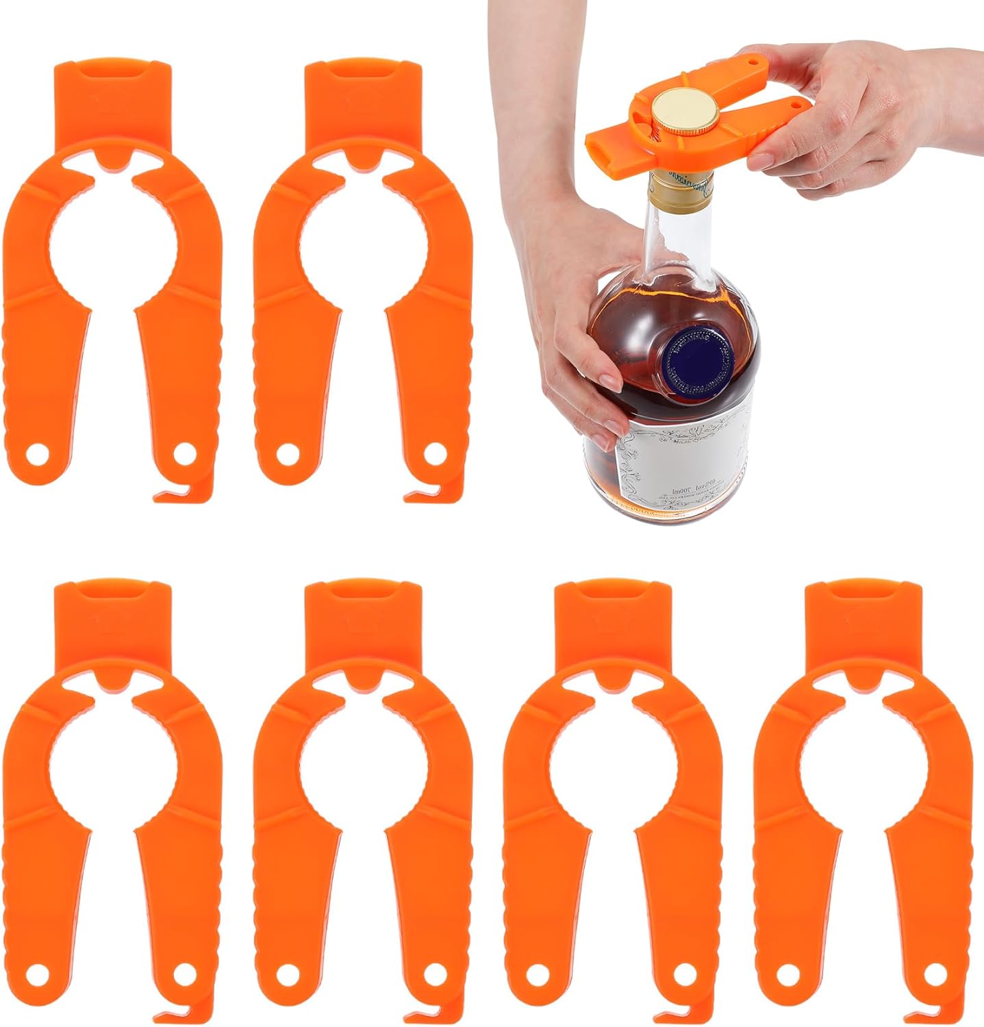 6Pcs Water Bottle Opener for Arthritic Hands, Water Bottle Opener Set 3 in 1 Multi-Purpose Bottle Cap and Soda Can Opener for Seniors and Arthritic Hands with Easy Grip (Orange)