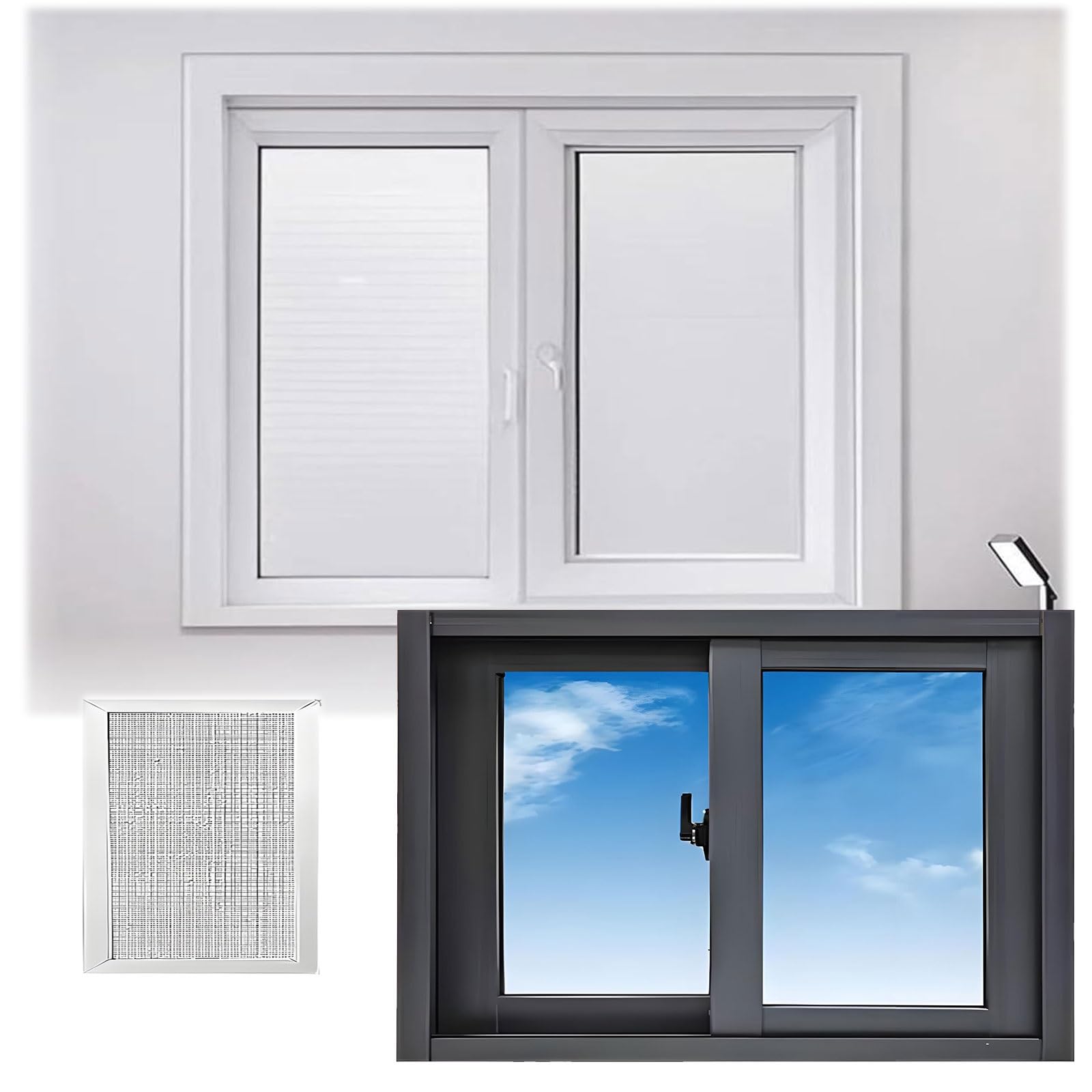 Ventana de cobertizo negra para renovación de baños y sótanos residenciales