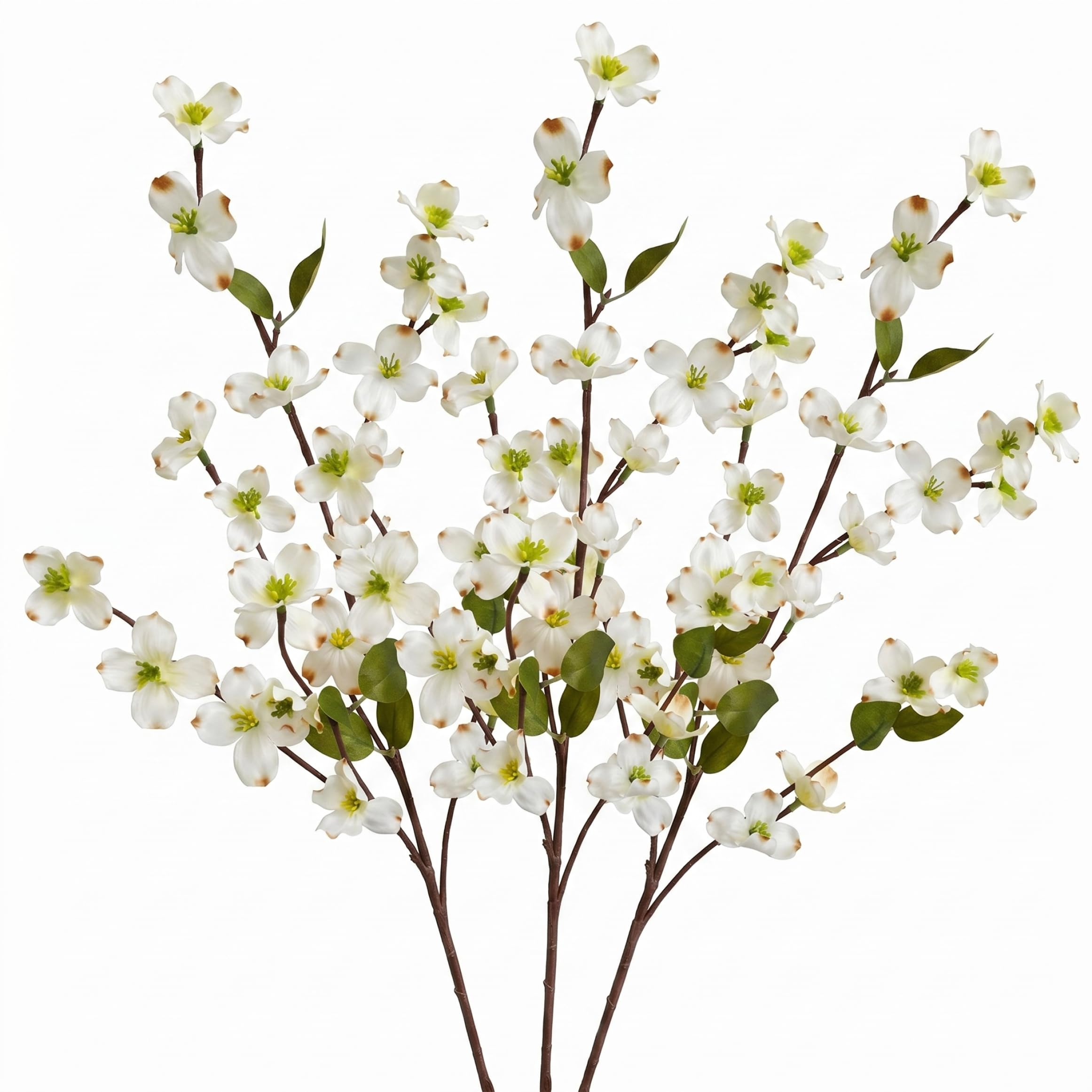 Xoeryoy 3PCS Dogwood Flowers Artificial, 22in Artificial Branches for Vase Faux Branches for Home Decor, White