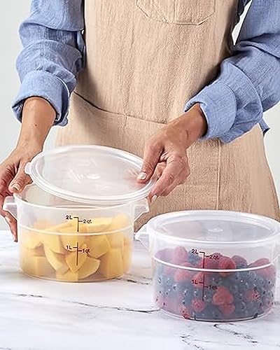 Miniatura 3 de Lumintrail Cambro Recipiente Redondo de Almacenamiento de Alimentos de 2 Cuartos, Paquete de 2 Translúcido, con Tapa Translúcida, Incluye Juego de