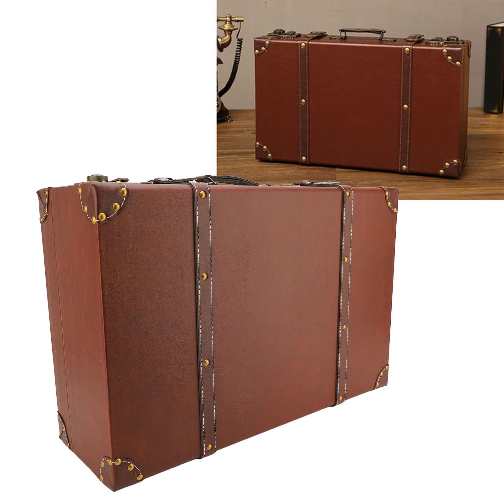 Qcwwy Maleta Retro, Caja de Equipaje Cuidadosamente Diseñada de Gran Capacidad, Cofres de Almacenamiento con Diseño de Asa Liviana y Delicada para Familias, Viajeros o Cualquier