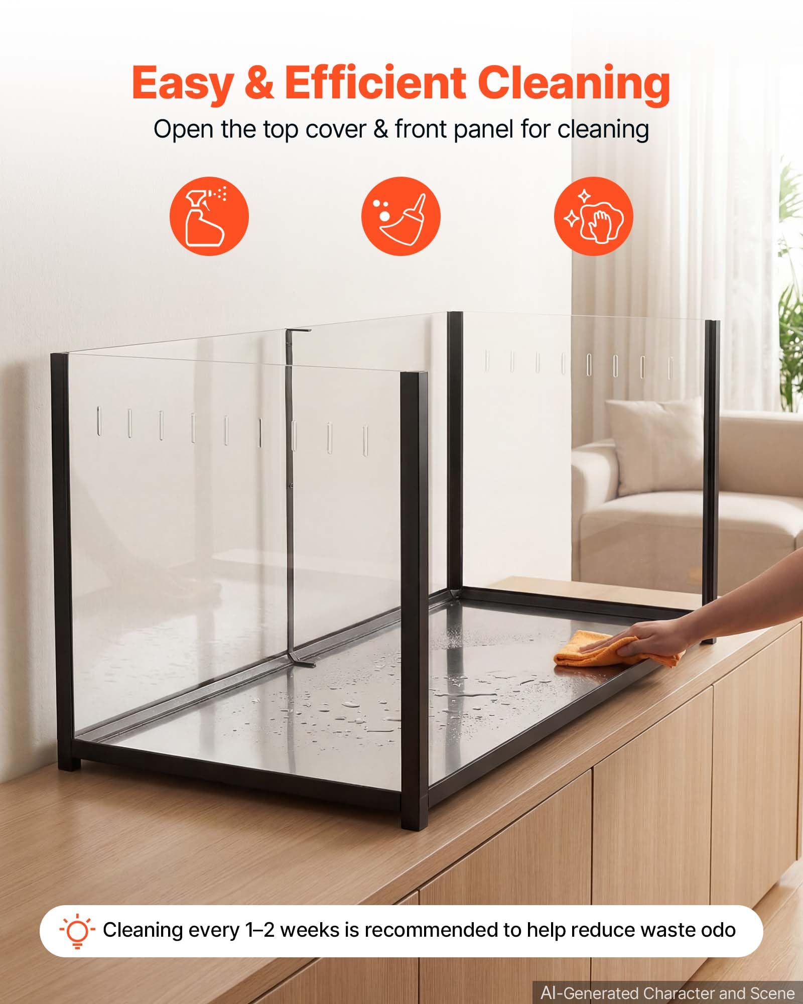 VEVOR Cage Hamster 120x60x64,5 cm 0,7 m² Habitat Rongeurs en Métal Vue 360° | Pour Gerbille, Cochon d'Inde, Petit Animal, Accès par Haut, Porte Frontale, Cadre Noir, Panneaux en Acrylique Transparent