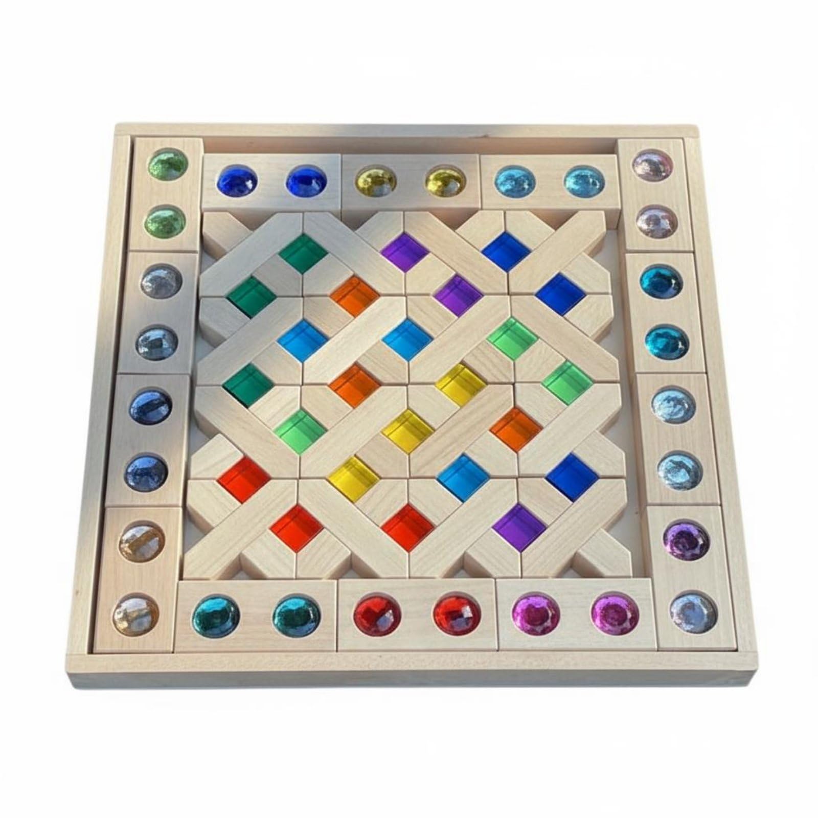 54 Stück lichtdurchlässige Bauklötze pädagogisch wertvoll Regenbogen Bausteine Set Farb- und Formerkennung Educational Edelsteinblöcke, Acrylstein Klar