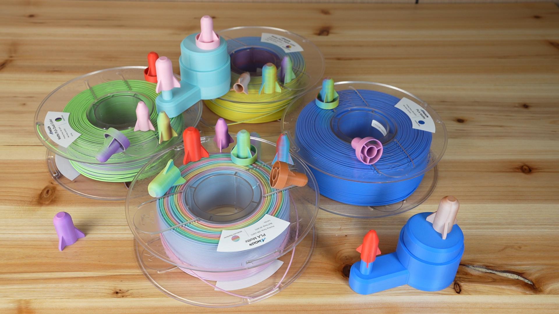 Image of AMOLEN Matte PLA Filament 1.75mm Bundle, Chocolate Brown, Amolen Blue, Black, Olive Green, 4 * 1KG