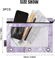 Vista 3 de Binder Pouch Purple Gold Shine Marble File Folder Sturdy Pencil Pouch for 3 Ring Binder Clear Window Office Desk Supplies Case Memento Holder with