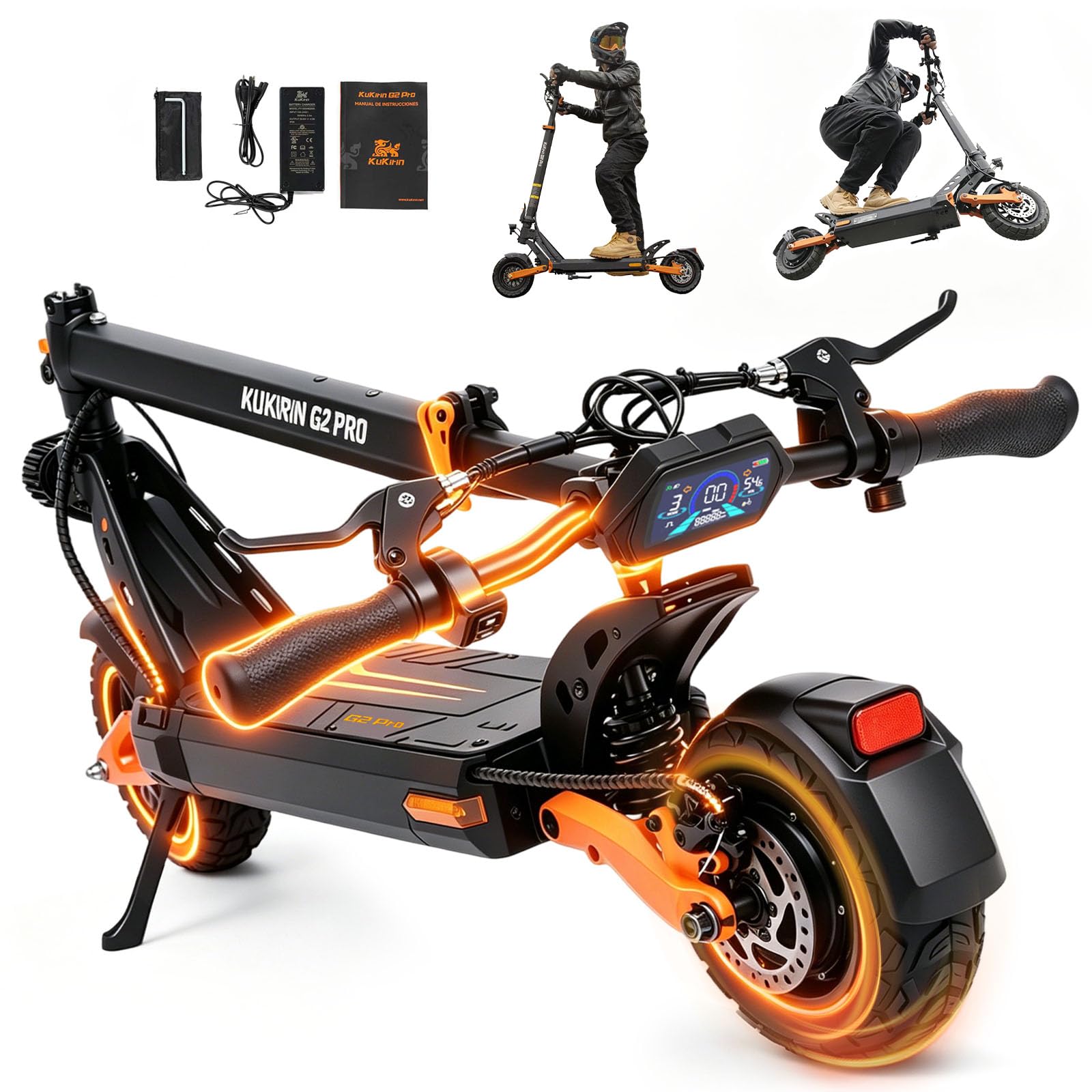 Patinete Eléctrico Adultos Homologado DGT 68km Autonomía Patin Electrico | Patinete eléctrico todoterreno Batería 48V 15.6Ah, Doble Freno, 9" Tubeless ,Sistema de Doble suspensión IP54,Carga 120KG